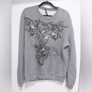 Roberto Cavalli Textured Gray Sweatshirt